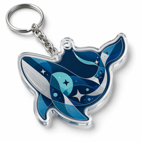 Porte-clés personnalisé en acrylique motif baleine, design constellation océanique bleue, forme irrégulière, pendentif transparent, cadeau souvenir, vente en gros