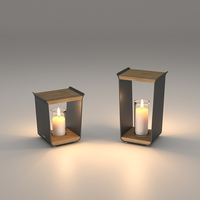 Lampu lilin besar hitam untuk tangga taman, mudah dikirim, logo dapat dikustomisasi