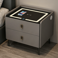 Petite table de chevet avec serrure intelligente à empreintes digitales, style moderne, en bois massif, avec tiroir
