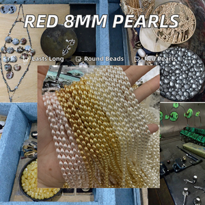 Perles d'imitation de forme ronde de 8 mm de couleur rouge en stock, de bonne qualité pour la fabrication de bijoux et d'accessoires DIY - Product Image 2