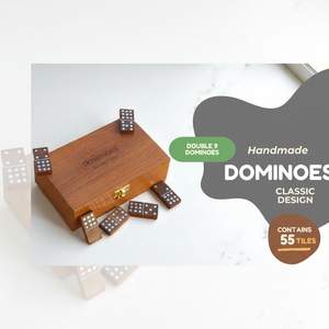 Ensemble en bois double 12 dominos avec points colorés et boîte de rangement - Product Image 1