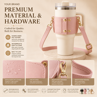 Porte-gobelet en cuir PU de qualité supérieure avec logo personnalisé, support de boisson réglable pour le marché européen des voyages