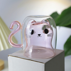 Tazas de Gato Adorables con Doble Aislamiento al Vacío, Tazas de Té con Asa de 270-300ml, Taza de Café de Vidrio Aislado con Diseño de Gato para Amantes de los Gatos, Mujeres, Esposas, Mamás - Product Image 4