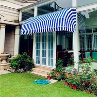 Toldo fijo trapezoidal curvo estilo francés de aleación de aluminio, manual, plegable, semicircular, para escaparate de tienda con ventana tipo sandía