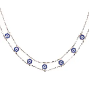 Promotion bijoux de mode pour femmes micro pave cz <span class=keywords><strong>double</strong></span> <span class=keywords><strong>rang</strong></span>ée <span class=keywords><strong>collier</strong></span> <span class=keywords><strong>ras</strong></span> <span class=keywords><strong>du</strong></span> <span class=keywords><strong>cou</strong></span> turc mauvais œil - Product Image 1