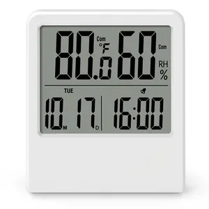 ميزان حرارة ومرطوبة الغرفة مزود بشاشة LCD مقياس رقمي لدرجة الحرارة مع منبه