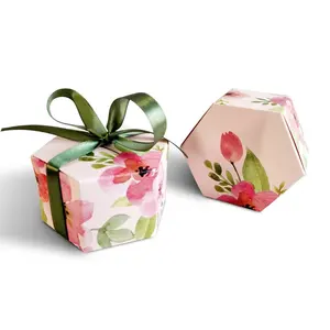 Custom paper wedding beautiful floral print candy boxes packaging. wedding candy boxes packaging