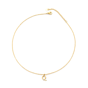 Collier pendentif en acier inoxydable 316L plaqué or PVD, charme initiale lettre Q, bijoux fins - Product Image 2