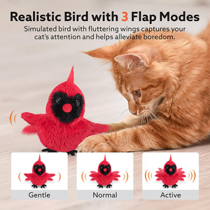Jouets pour animaux de compagnie gazouillement oiseaux battant Cardinal interactif chat exercice jouets avec réaliste oiseau gazouillis USB automatique chat cataire jouets - Product Image 4