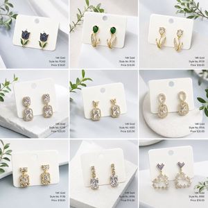 <b>Earrings</b> Wholesale Bulk 14K <b>Gold</b> Plated Fashion Flower Stud <b>Dangle</b> <b>Earrings</b> - Product Image 2