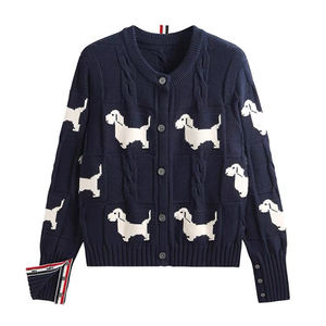 Pull de maternité High-Sense, couleur personnalisable, motif de chiot, style universitaire, pull à col rond en fil épais, pull pour femmes - Product Image 1
