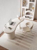 Bureau d'ordinateur en bois massif de style français, couleur crème, avec rangement, design pour petit espace, bureau à domicile, bureau de consultation de luxe léger