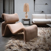 Mobilier de maison design moderne chaises de loisirs en fibre de verre avec pouf nordique luxe chaise longue pour salon chambre chaise