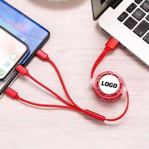 Promo Gift Manufacturer Wholesale 1M Retractable Portable Custom Logo <b>Usb</b> Charging <b>3</b>-In-1 for Android Mobile Phone <b>Cable</b> - Product Image 4