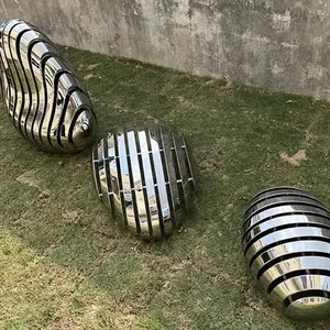 Garden Modern Stainless Steel Waterstone Sculpture Unique Design Artwork Modern Stone Art Garden Outdoor Decorative Statues