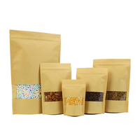 Pochette en papier Kraft brun avec fermeture à glissière Stand Up pochette à thé en papier artisanal pour café fenêtre brillante emballage alimentaire sac Ziplock