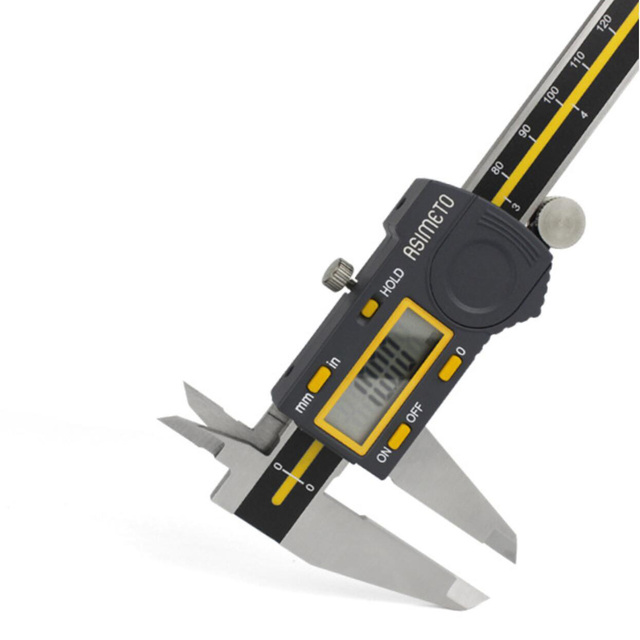ASIMETO 307-06-5 Stainless Steel Digital Calipers with 0-150mm/6" Measuring Range 0.01mm Resolution & 0.02mm Accuracy