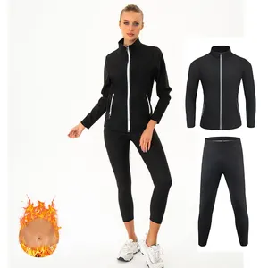 Sauna Suit Weight Loss Gym Fitness Sets Slimming Body Shaper Workout Sweat Jacket Tops With Hoodie