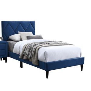 Cadre de lit double en velours bleu marine Db avec tête de lit réglable, ensemble de meubles de chambre à coucher contemporains et modernes - Product Image 6