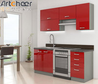 Armoire de cuisine modulaire pour petits espaces murale durable en résine stratifiée pour comptoir robinet tiroir panier accessoires