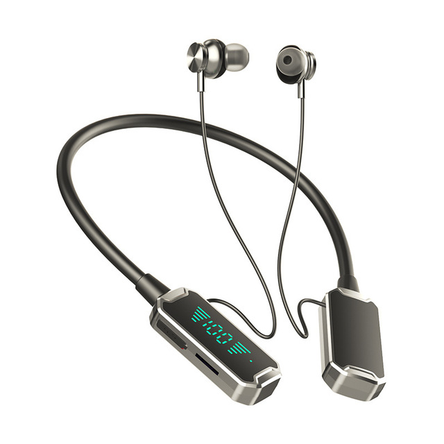 Multifunction Numeric Display Neckband Wireless BT Headphones for Sports Gaming and Entertainment