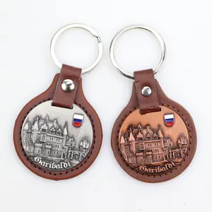Wholesale Custom Metal Logo Luxury London Souvenirs Key Chain PU Leather Keychain
