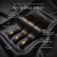 Extensiones de Cabello I-Tip 100% Virgen Natural al por Mayor, Queratina Italiana, Fusión en Frío, Microlinks, Doble Trama, Cabello Humano de Proveedor