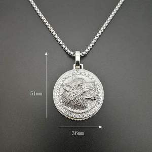 Collares de Moda de Acero Inoxidable con Baño de Oro, Diseño de Cabeza de Lobo, Estilo Hip Hop, Resistentes al Agua, para Hombre, Venta al por Mayor - Product Image 5