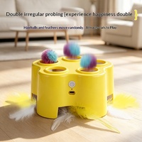 Nouveau Jouet Électrique Interactif pour Chat, Design Moderne et Luxueux, Thème Dessin Animé, avec Plume et Forme de Fromage à Cinq Cavités, Rechargeable, en Matériau ABS, Résistant aux Rayures
