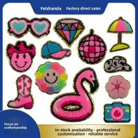 Serviette-chapeau en polyester style plage avec étiquette brodée par ordinateur et patch brodé à bordure dorée, badge vestimentaire pour chapeaux et sacs