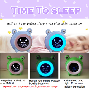 Biểu Tượng Cảm Xúc Thay Đổi Nhiều Màu Sắc Dẫn Ánh Sáng Thiên Nhiên Âm Thanh Trẻ Em Âm Nhạc Snooze Ngủ Trưa & Nhận Được Lên Huấn Luyện Viên Ếch Đồng Hồ Báo Thức - Product Image 4