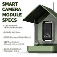 WILLFINE Mangeoire à oiseaux intelligente avec identification des oiseaux par IA, vision nocturne couleur, caméra 4K, étanche IP66, Wi-Fi 2.4G/5G