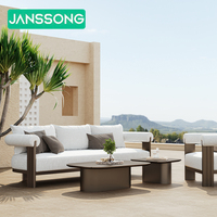 Ensemble de canapés de luxe modernes en aluminium en forme de L, mobilier de jardin, mobilier de piscine en métal, canapés d'extérieur