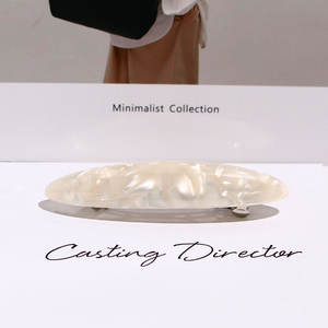 Fermaglio per Capelli in Acetato di Cellulosa Forma Ovale Nero 3 Pollici con Gioielli Stile Francese per Donne - Product Image 2