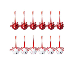 Decorazioni natalizie a cinque stelle stampate campana in metallo con fiocco a pois per <span class=keywords><strong>mobili</strong></span> in ferro <span class=keywords><strong>arte</strong></span> ciondolo dipinto - Product Image 6