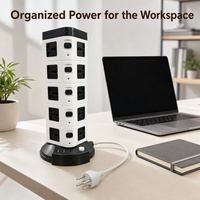 Multiprise intelligente verticale multi-prises multifonction avec port de charge USB, type tour, pour appareils électroménagers