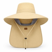Chapeau de soleil kaki avec protège-nuque UPF 50+, large bord, maille respirante, imperméable, safari, pêche, randonnée, broderie 3D, velours, vente en gros, personnalisé