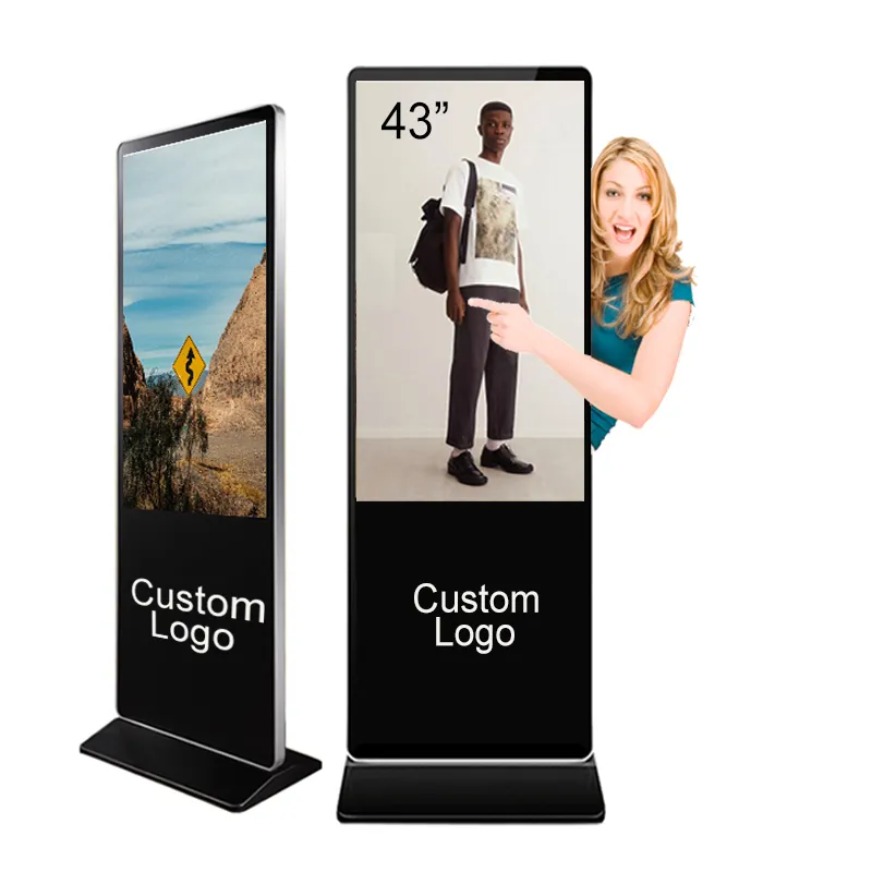 OEM Boden stehend 43 Zoll Innen vertikale LCD-Touchscreen Wifi Totem Kiosk Digital Signage und Displays Werbe ausrüstung