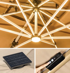 [Unique Market] Nouvelle Ombrelle <span class=keywords><strong>d</strong></span>'extérieur moderne pliable et imperméable à double tirage diagonal avec lumière solaire et <span class=keywords><strong>port</strong></span> USB pour cour et hôtel - Product Image 5