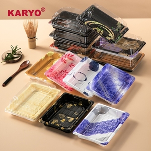 KY-1103ภาชนะใส่อาหารพร้อมฝาปิดถาดใส่ซูชิพลาสติกทรงสี่เหลี่ยมสีทองแบบใช้แล้วทิ้ง - Product Image 2