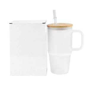 Tasse à café en <span class=keywords><strong>verre</strong></span> clair et dépoli <span class=keywords><strong>avec</strong></span> poignée de 20oz 590ml <span class=keywords><strong>avec</strong></span> couvercle en liège et <span class=keywords><strong>paille</strong></span> - Product Image 3