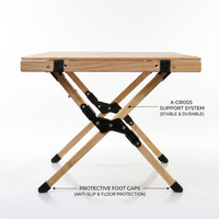 Table de camping pliante en bois de pin de haute qualité, pliable et portable, avec sac de transport pour utilisation en extérieur, usine OEM/ODM