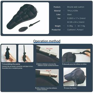 Bicycle Saddle 3D Soft Bike Seat Cover Bike Inflatable Air <b>Pad</b> Cycling Breathable <b>Cushion</b> - Product Image 5