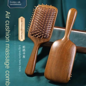 Peine de masaje Antiestático de sándalo de seda dorada mullido hogar <span class=keywords><strong>madera</strong></span> pérdida de cabello cabeza meridiano cojín de aire para una mejor legibilidad - Product Image 4