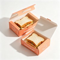 Boîte à sandwich personnalisée en gros, imprimée, de qualité alimentaire, emballage en papier à emporter pour boulangerie, pâtisserie, beignets et pain