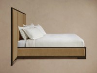 Lit Moderne de Luxe en Bois Massif avec Panneaux Rembourrés Design pour Chambres Parentales, Mobilier de Luxe pour Hôtels et Villas