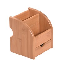Organisateur de tiroir de bureau multifonction en bois et bambou avec boîte de rangement classique laquée autoportante à trois niveaux