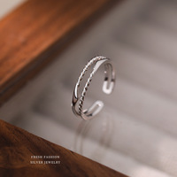 Bague double couche tendance en argent sterling 925 avec zircon cubique étincelant pour femme, vente en gros de la fabrique de bijoux Damila
