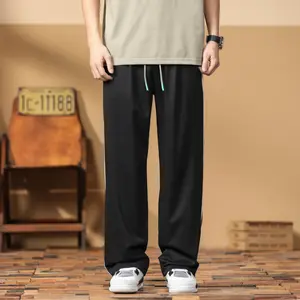 Fashion Streetwear Solid Color Breathable, Sweatpants Stacked Pants Custom Loose Blank Stripe Joggers Track Cargo Pants/