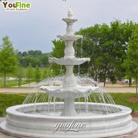 Fontaine d'eau à 4 niveaux en marbre naturel, cascade décorative extérieure sculptée pour hôtel, villa, propriété